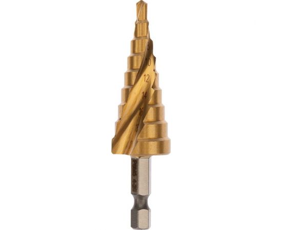 Сверло по металлу ступенчатое ТИТАН 4.0-20.0 мм, Р6М5 TiN KRANZ KR-12-6611 