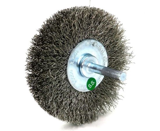 Щетка для дрели дисковая 80x19 мм, с хв-м 6 мм, гофрированная нержавеющая сталь 0.30 мм 13-185 EuroBrush EB-D80SS1 
