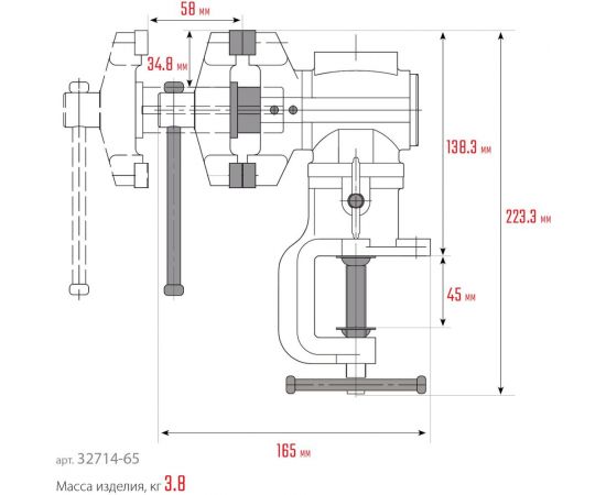 Многофункциональные настольные тиски KRAFTOOL 3D-MINI 65/38 мм 32714-65 – изображение 12