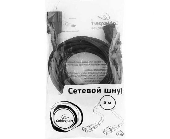 Кабель питания Cablexpert системный блок-монитор 5м C13-C14 VDE 10А черный PC-189-VDE-5M – изображение 2