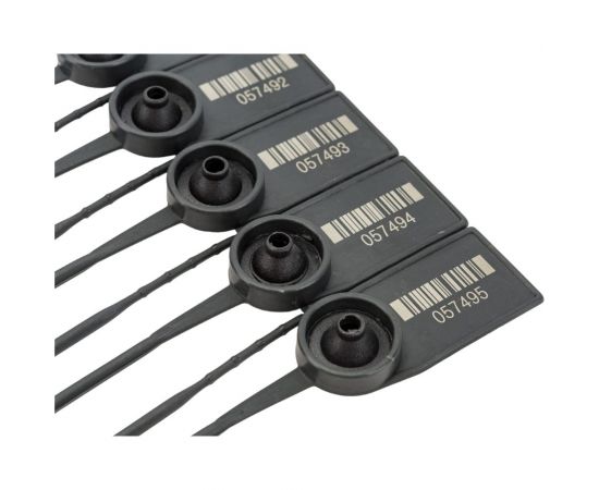 Пластиковая номерная пломба Пломба.Ру D 2,2 мм., L 105 мм., Цвет черный штрихкод 100 шт. КПП-3-2026 – изображение 2