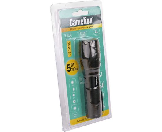 Фонарь Camelion LED51530 черный, LED XML-T6, ZOOM, 5 режимов 3XLR03, алюминий, откр. блистер 14536 – изображение 4