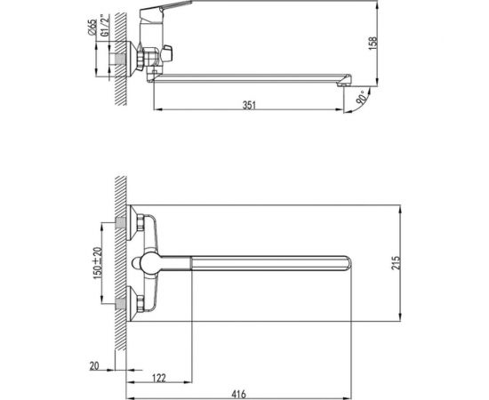 Смеситель для ванны с длинным изливом Milardo Stripe STRSB02M10 – изображение 2