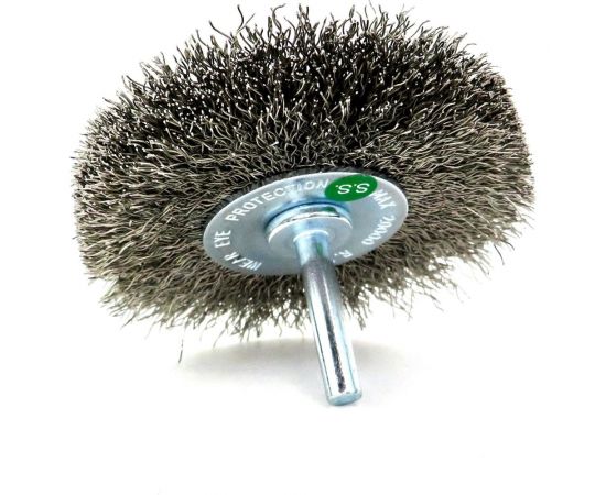 Щетка для дрели дисковая 80x19 мм, с хв-м 6 мм, гофрированная нержавеющая сталь 0.30 мм 13-185 EuroBrush EB-D80SS1 – изображение 5