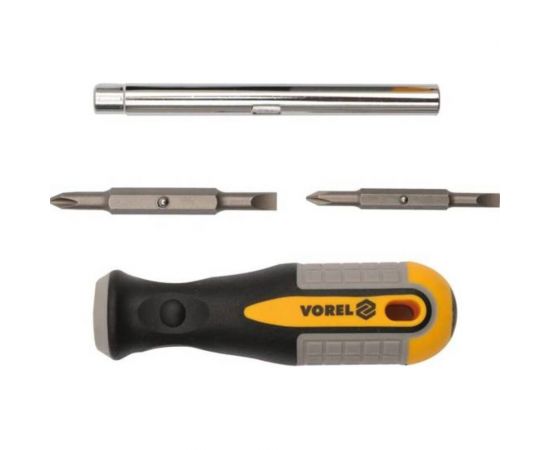 Двухсторонняя отвертка со сменными вставками VOREL 64654 