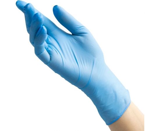 Медицинские диагностические одноразовые перчатки BENOVY нитриловые, голубые, р. M, 100 шт 24 326 