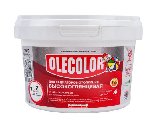 Акриловая эмаль для радиаторов отопления Olecolor (высокоглянцевая; 0.5 кг) 4300011044 
