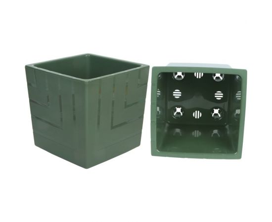 Пластиковый горшок с вкладкой liveingreen Квадро нефрит, диам. 25 см, высота 25 см, 13 л КВ25-32 