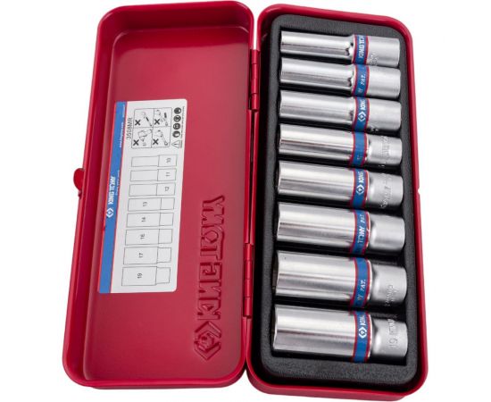 Набор шестигранных глубоких торцевых головок 3/8"", 10-19мм, 8шт KING TONY 3508MR – изображение 2