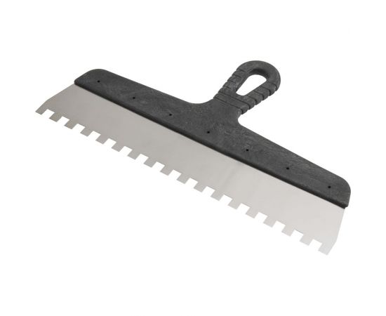 Зубчатый шпатель КЭС 10x10 мм, нержавеющая сталь, пластиковая рукоятка, 450 мм 10000058 – изображение 2