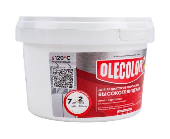 Акриловая эмаль для радиаторов отопления Olecolor (высокоглянцевая; 0.5 кг) 4300011044 – изображение 2