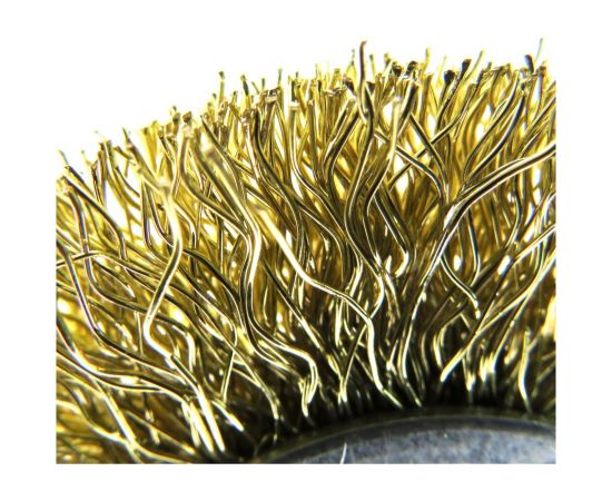 Щетка для дрели дисковая 63x10 мм, с хв-м 6 мм, гофрированная латунированная сталь 0.30 мм 13-177 EuroBrush EB-D63BS – изображение 5