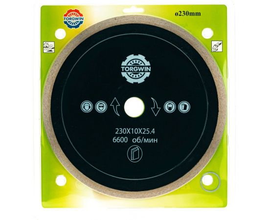Алмазный диск тонкий со сплошной кромкой для керамогранита 230х10х1.5х25.4 мм TORGWIN 106AG-TG23025TKL – изображение 5