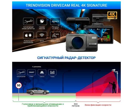 Сигнатурное комбо-устройство TrendVision DriveCam Real 4K Signature TVDCR4K – изображение 4