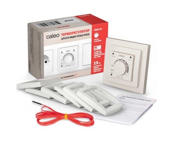 Терморегулятор Caleo 420 бежевый с адаптерами, встраиваемый аналоговый, 3,5 кВт КА000001911 – изображение 2