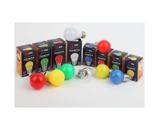 Светодиодная лампа ЭРА ERARL45E27 LED Р451WE27, шар, 4SMD, 1W, E27, для белтлайт, 10/100/6000, красный Б0049575 – изображение 6