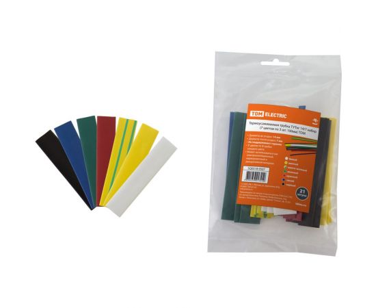 Термоусаживаемая трубка TDM ТУТнг 14/7 набор (7 цветов по 3 шт. 100мм) SQ0518-0507 