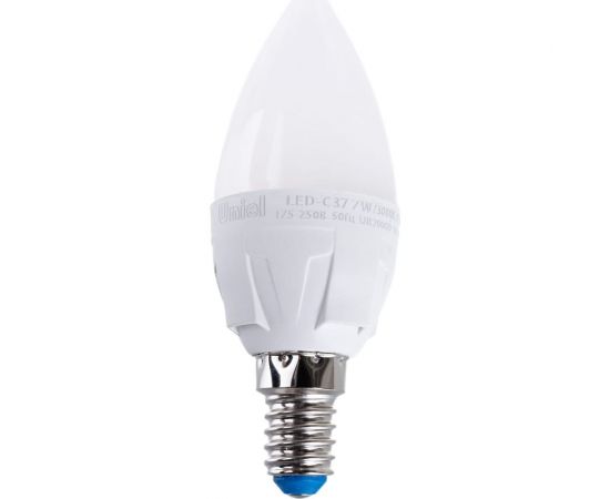 Лампа Uniel LED-C37, 7W/3000K/E14/FR/DIM, PLP01WH, светодиодная, диммируемая UL-00004296 
