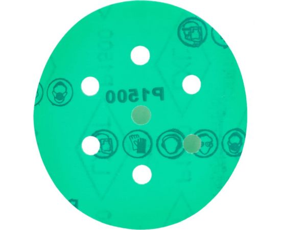 Круг шлифовальный на липучке - зелёный 125 мм, 5 шт, P1500 FASTER TOOLS 8552 