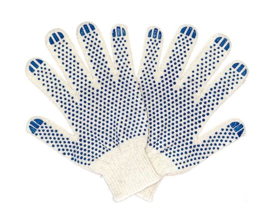 Трикотажные перчатки с ПВХ ПРОМПЕРЧАТКИ 4 нити, 10 класс, белые, 200 пар ПП-25000/200 
