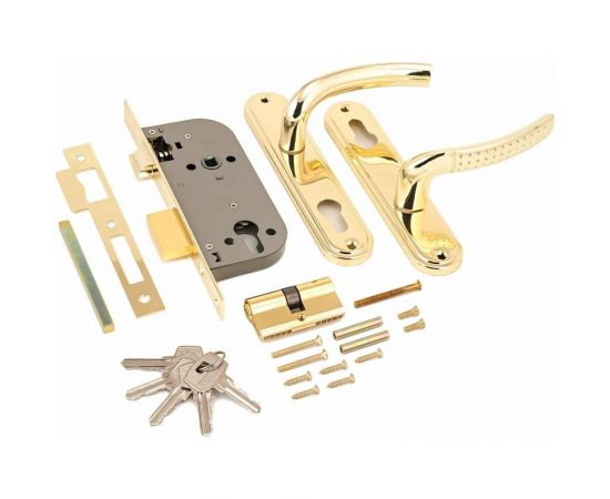 Врезной замок с ручками Аллюр 132/1 GP латунь 1089 – изображение 3