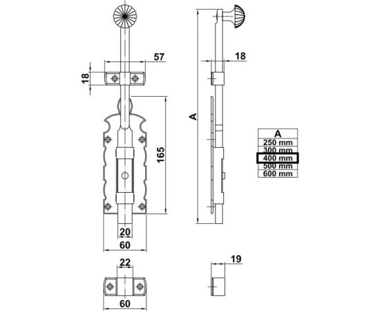 Задвижка Amig черная 410-400 – изображение 2