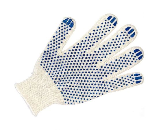 Трикотажные перчатки с ПВХ ПРОМПЕРЧАТКИ 4 нити, 10 класс, белые, 10 пар ПП-25000/10 – изображение 3
