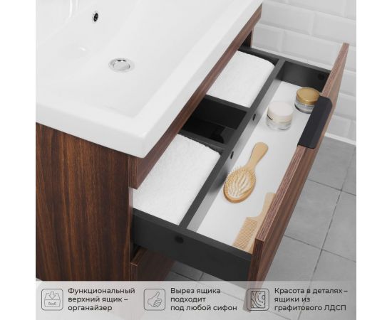 Тумба с раковиной IKA Alta 80 подвесная 815x455x540 Дуб бурбон 4657784358016 – изображение 6