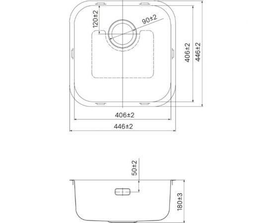 Мойка IDDIS Mate нержавеющая сталь, сатин, 446x446 MAT44S0i77 – изображение 5