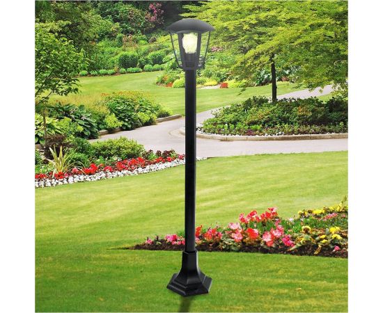 Садово-парковый напольный светильник ЭРА 4-гранный, черный, 112см, E27, IP44 У1 НТУ 0740002 4 Б0051192 – изображение 2