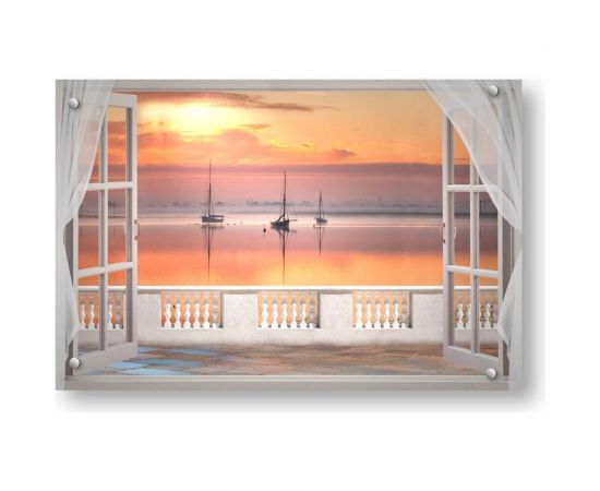 Фартук для кухни на стену ООО Оптион панель из закаленного стекла, 600x900 мм, Бухта из окна 83592 