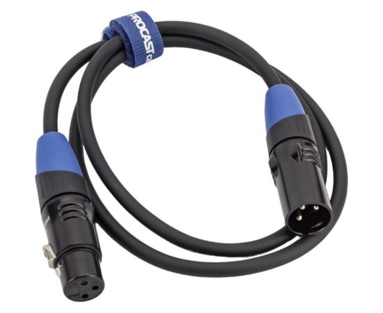 Межблочный балансный кабель PROCAST cable XLR m/XLR f.1 XLR m/XLR f, длина 1m, черный НФ-00000419 