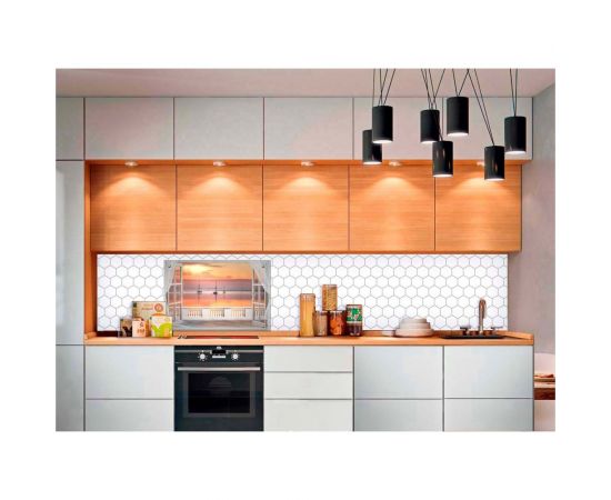 Фартук для кухни на стену ООО Оптион панель из закаленного стекла, 600x900 мм, Бухта из окна 83592 – изображение 3