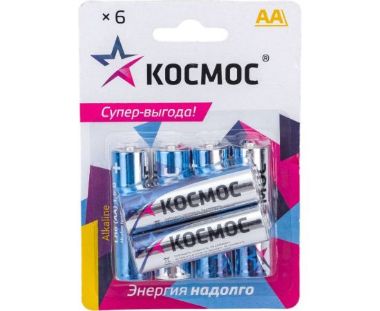 Алкалиновые элементы питания КОСМОС LR6 6 шт. на блистере, KOCLR6BL6 – изображение 5