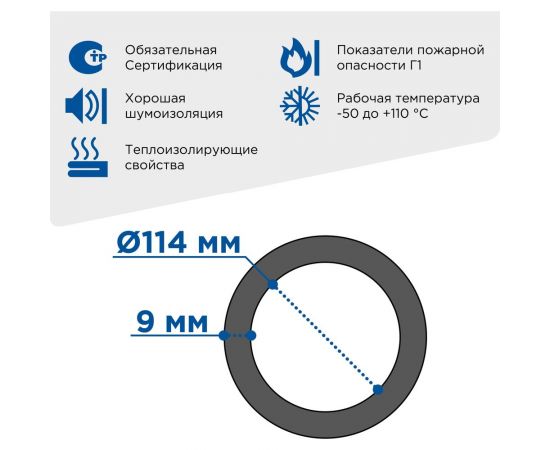 Теплоизоляция для труб из вспененного каучука ISOTEC flex ef тощина 9мм диаметр 114мм 1026813 – изображение 2