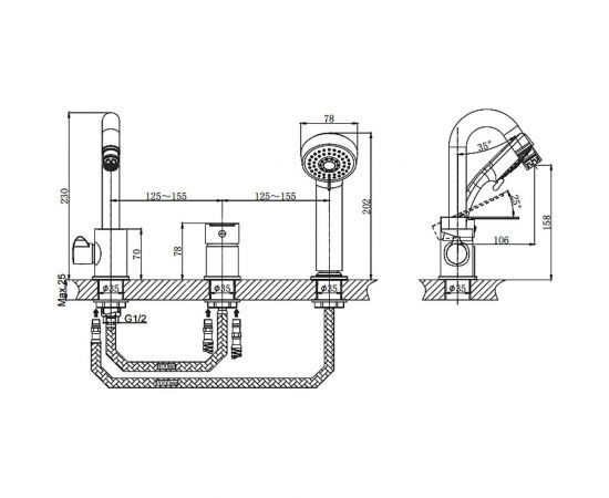 Одноручный смеситель на борт ванны RUSH TE2835-333 – изображение 2