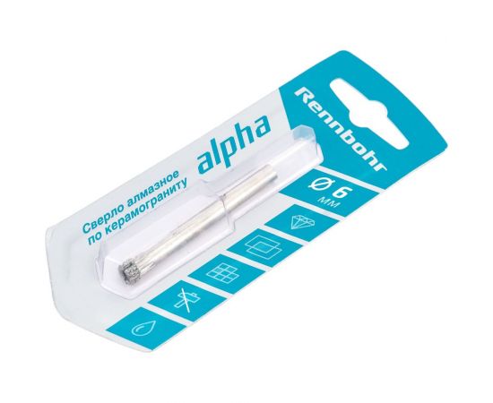 Сверло алмазное по керамограниту и керамике 6 мм RENNBOHR 676206 – изображение 2