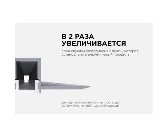 Алюминиевый профиль Apeyron для светодиодной ленты, штукатурка, серебро, 53x13мм, 2,5м, комплект 08-47 – изображение 6
