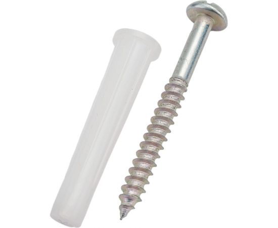 Набор VIPкрепеж белый дюбель 8х45 + шуруп 5х50 п/гол. оцинк. 30/30 шт 31504 VIP 