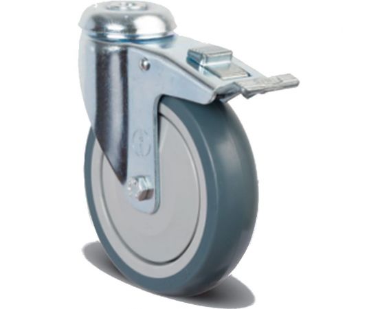 Колесо аппаратное поворотное с подшипником ER04 MBT 150 F 150 мм, под болт M12, с тормозом, диск-полипропилен MFK-TORG ER04-MBT-150-F M12 