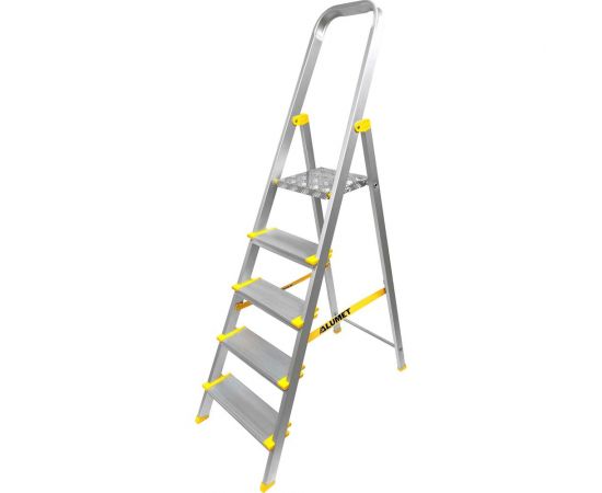 Алюминиевая профессиональная анодированная стремянка Алюмет 5 ступеней АS705 