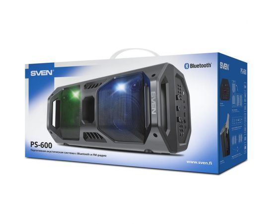 Портативная колонка SVEN АС PS-600 черная, 50 Вт, TWS, Bluetooth, FM, USB, microSD, LED-дисплей, 4000 мА*ч SV-018443 – изображение 9