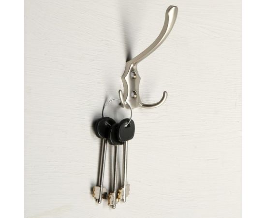 Мебельный крючок ТУНДРА KM301SN, трёхрожковый, цвет матовый никель 1866163 – изображение 5