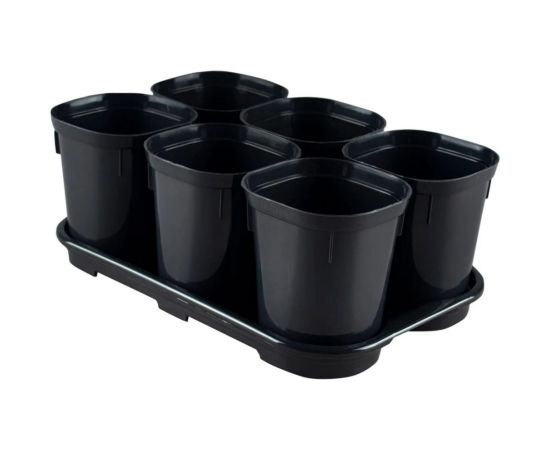 Набор горшков для выращивания рассады INGREEN Smart Solution с поддоном, 6x400мл, черный 35006035ЧР – изображение 5