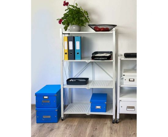 Металлический стеллаж ГЕЛЕОС Атлант-4, 4 полки, складной, размер 730x400x1265 мм, белый АСТ-42 – изображение 8