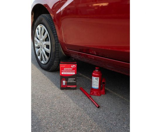 Гидравлический бутылочный домкрат 10 т в коробке /красный/ AUTOVIRAZH AV-074210 – изображение 2