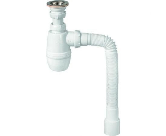 Сифон WIRQUIN МИНОР с выпуском 1 1/4х40 мм и гофротрубой L 800 мм., 40х40/50 мм 30718050 