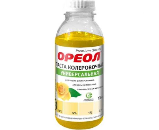 Универсальная колеровочная паста ОРЕОЛ желтый (02), 100 мл 4768 