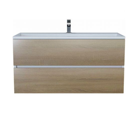 Тумба с раковиной для ванной uperwood Barsa_100 см, раковина белая, подвесная тумба белая/дуб сонома 293020535 