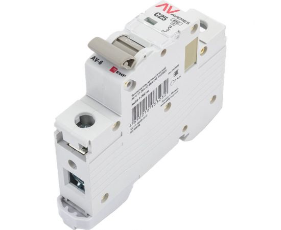 Автоматический выключатель EKF AVERES AV-6, 1P, 25A, C, 6kA, SQ mcb6-1-25C-av – изображение 2